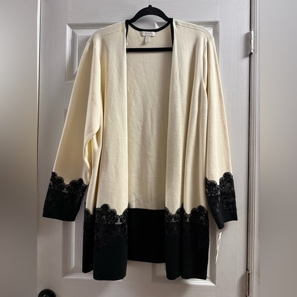 Charter Club Sweaters - Macy’s Charter Club Open Front Cardigan With Lace Trim Size 3X